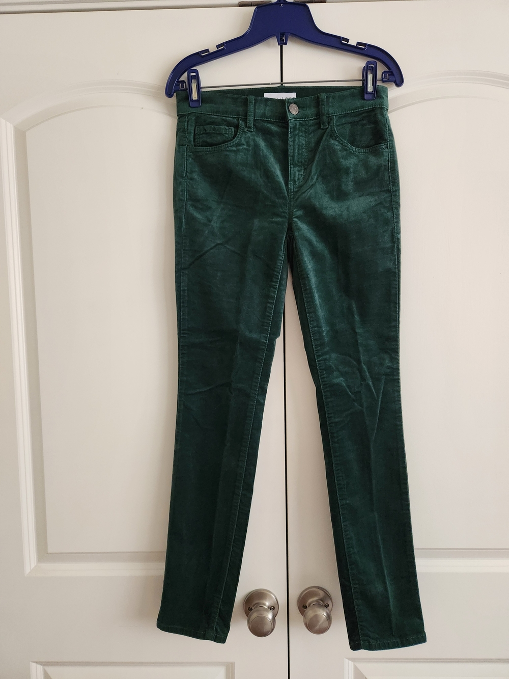 LOFT Dark Green Velvet Skinny Pants for Women